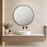 Round Black Framed Mirror - 900mm