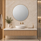 Round Brushed Gold Framed Mirror - 800mm