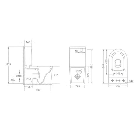 Damian Rimless Tornado Quiet Flush Toilet Suite – Matte Grey – view 10