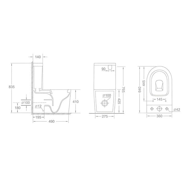 Ivy Rimless Back to Wall Toilet Suite – Gloss White – view 5
