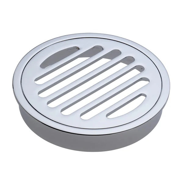 Round Floor Waste Round Grate with 100mm Outlet – Chrome
