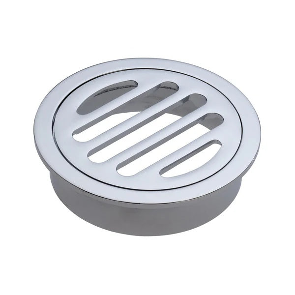 Round Floor Waste Round Floor Grate with 80mm Outlet – Chrome