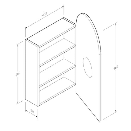 SA4590MB - 450x900x150mm Matte Black Polyurethane Peel Cabinet with Pencil Edge Mirror – view 4