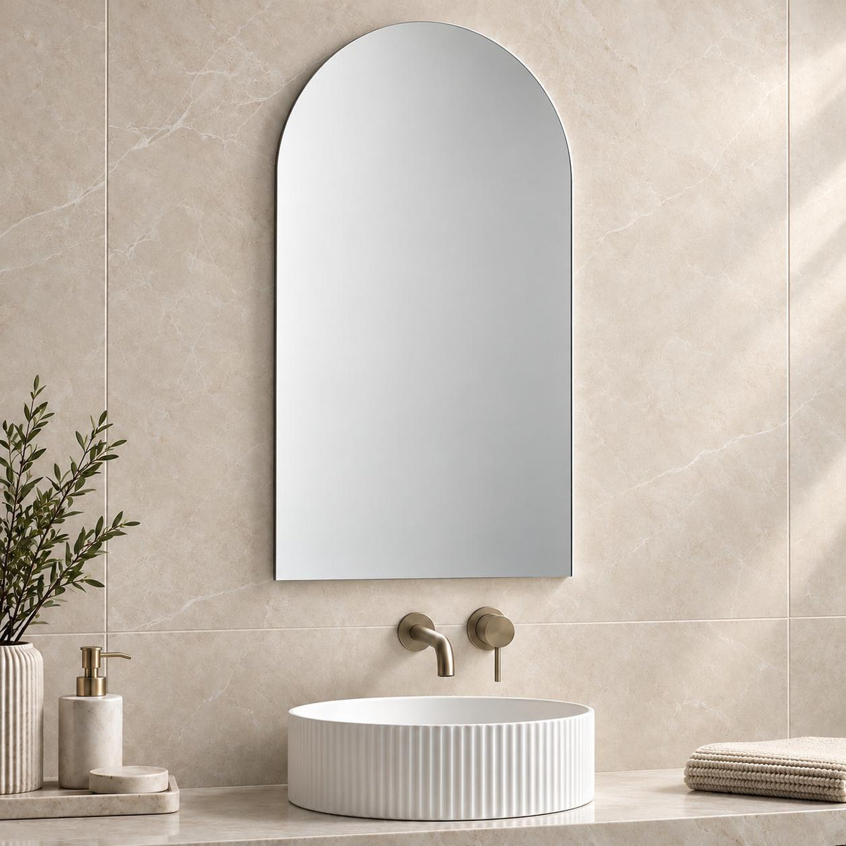 600mm Arch Shaving Cabinet Matte White - 600 x 900mm