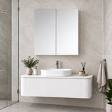 600mm MDF Polyurethane Shaving Cabinet Gloss White - 600 x 720 x 150mm