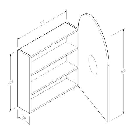 SA6090 - 600x900x150mm Matte White Polyurethane Peel Cabinet with Pencil Edge Mirror – detail view
