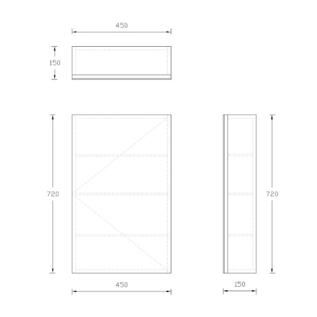 SB450 - 450x720x150mm PVC High Gloss Polyurethane Cabinet with Pencil Edge Mirror – alternate view