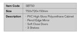SB750 - 750x720x150mm PVC High Gloss Polyurethane Cabinet with Pencil Edge Mirror – detail view