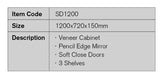 SD1200 - 1200x720x150mm Veneer Cabinet with Pencil Edge Mirror – detail view