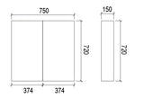 SD750 - 750x720x150mm Veneer Cabinet with Pencil Edge Mirror – alternate view
