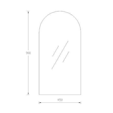 SE4590A - 450x900x5mm Pencil Edge Copper Free Arch Plain Mirror – alternate view