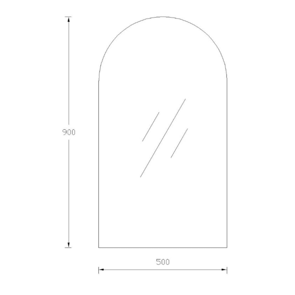 SE5090A - 500x900x5mm Pencil Edge Copper Free Arch Plain Mirror – alternate view