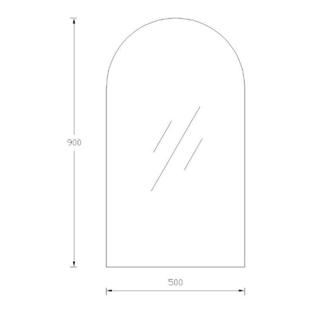 SE5090A - 500x900x5mm Pencil Edge Copper Free Arch Plain Mirror – alternate view