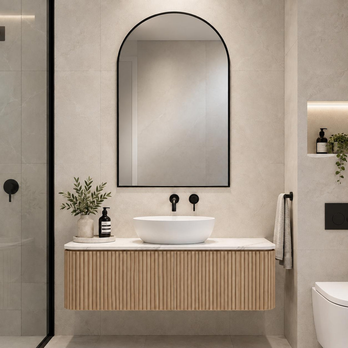 Arch Black Framed Mirror - 600 x 900mm