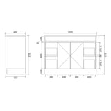 SH1200-KB - 1200x460x880mm Shaker Style Kickboard MDF Vanity with Ceramic Basin – alternate view
