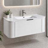 Whitney 1200mm Curved Shaker Door Vanity Wall Hung Matte White - 1200x460x420mm