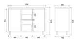 SH1200D - 1200x460x875mm Matte Finish Polyurethane Cabinet with Shaker Doors – alternate view