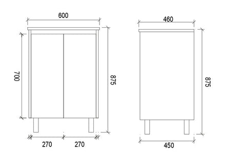 SH600 - 600x460x875mm Matte Finish Polyurethane Cabinet with Shaker Doors – alternate view