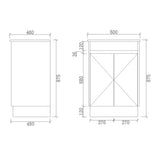 SH600-KB - 600x460x880mm Shaker Style Kickboard MDF Vanity with Ceramic Basin – alternate view