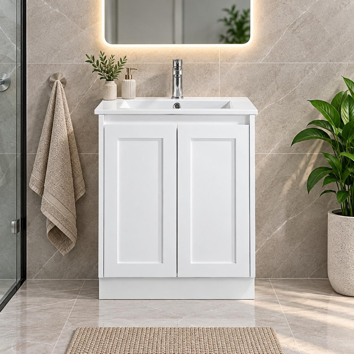 Shayla 600mm Shaker Door Vanity on Kickboard - 600x460x880mm