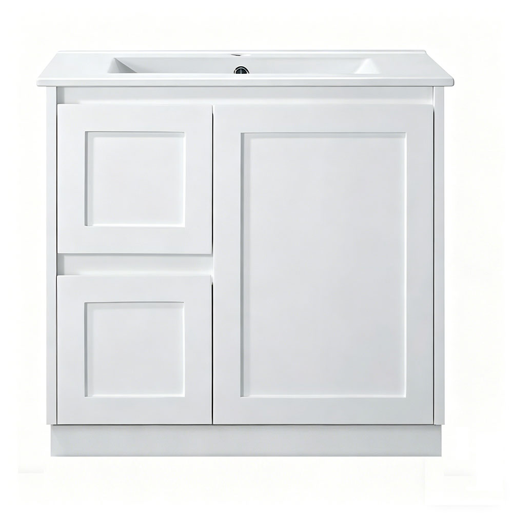 SH750L-KB - 750x460x880mm Shaker Style Kickboard MDF Vanity with Ceramic Basin