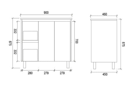 SH900L - 900x460x875mm Matte Finish Polyurethane Cabinet with Shaker Doors – alternate view
