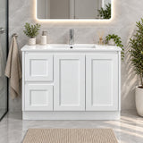 Shayla 900mm Shaker Door Vanity on Kickboard Left Hand Drawers- 900x460x880mm