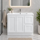 Shayla 900mm Shaker Door Vanity on Kickboard Right Hand Drawers- 900x460x880mm