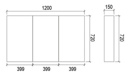 SL1200 - 1200x720x150mm Veneer Cabinet with Pencil Edge Mirror – alternate view