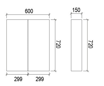 SL600 - 600x720x150mm Veneer Cabinet with Pencil Edge Mirror – alternate view