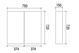 SL750 - 750x720x150mm Veneer Cabinet with Pencil Edge Mirror – alternate view