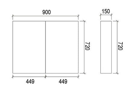 SL900 - 900x720x150mm Veneer Cabinet with Pencil Edge Mirror – alternate view