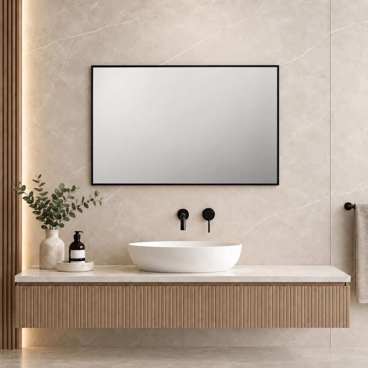 Rectangular Black Framed Mirror - 900 x 600mm