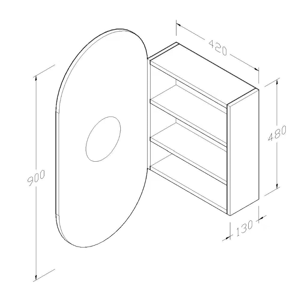 SP4590MB - 450x900x150mm Matte Black Polyurethane Peel Cabinet with Pencil Edge Mirror – view 4