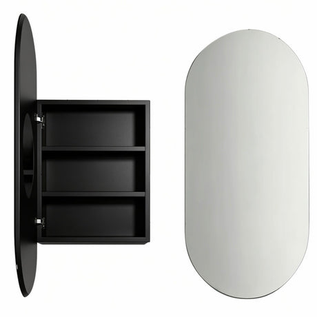 SP4590MB - 450x900x150mm Matte Black Polyurethane Peel Cabinet with Pencil Edge Mirror – alternate view