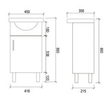 SR450 - 450x350x890mm High Gloss Polyurethane Cabinet with Soft Close Doors – alternate view