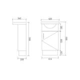 SR450-KB - 450x480x890mm Semi Recess Kickboard MDF Vanity with Ceramic Basin – alternate view