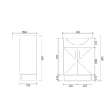 SR600-KB - 600x480x890mm Semi Recess Kickboard MDF Vanity with Ceramic Basin – alternate view