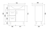 SR750L - 750x480x890mm High Gloss Polyurethane Cabinet with Soft Close Doors – alternate view