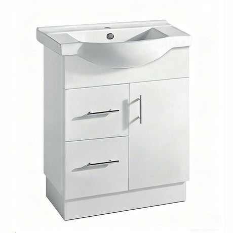 SR750L-KB - 750x480x890mm Semi Recess Kickboard MDF Vanity with Ceramic Basin