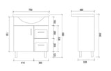 SR750R - 750x480x890mm High Gloss Polyurethane Cabinet with Soft Close Doors – alternate view