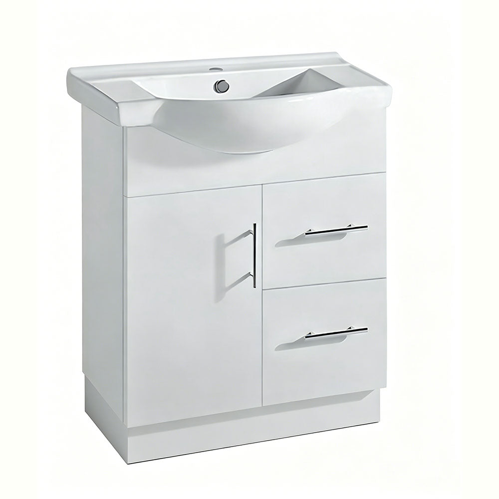 SR750R-KB - 750x480x890mm Semi Recess Kickboard MDF Vanity with Ceramic Basin