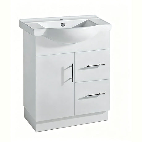 SR750R-KB - 750x480x890mm Semi Recess Kickboard MDF Vanity with Ceramic Basin