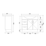 SR900L-KB - 900x480x890mm Semi Recess Kickboard MDF Vanity with Ceramic Basin – alternate view
