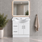 Brody 900mm Semi Recessed Vanity on Kickboard Left Hand Draws 1th - 900x480x890mm