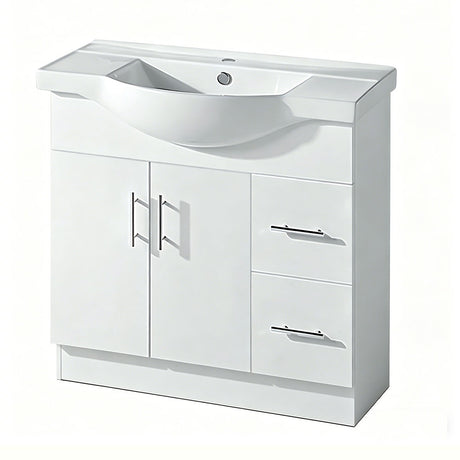 SR900R-KB - 900x480x890mm Semi Recess Kickboard MDF Vanity with Ceramic Basin