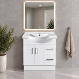 Brody 900mm Semi Recessed Vanity on Kickboard Right Hand Draws 1th - 900x480x890mm