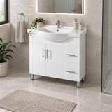 Brody 900mm Semi Recessed Vanity on Legs Right Hand Draws 1th - 900x480x890mm