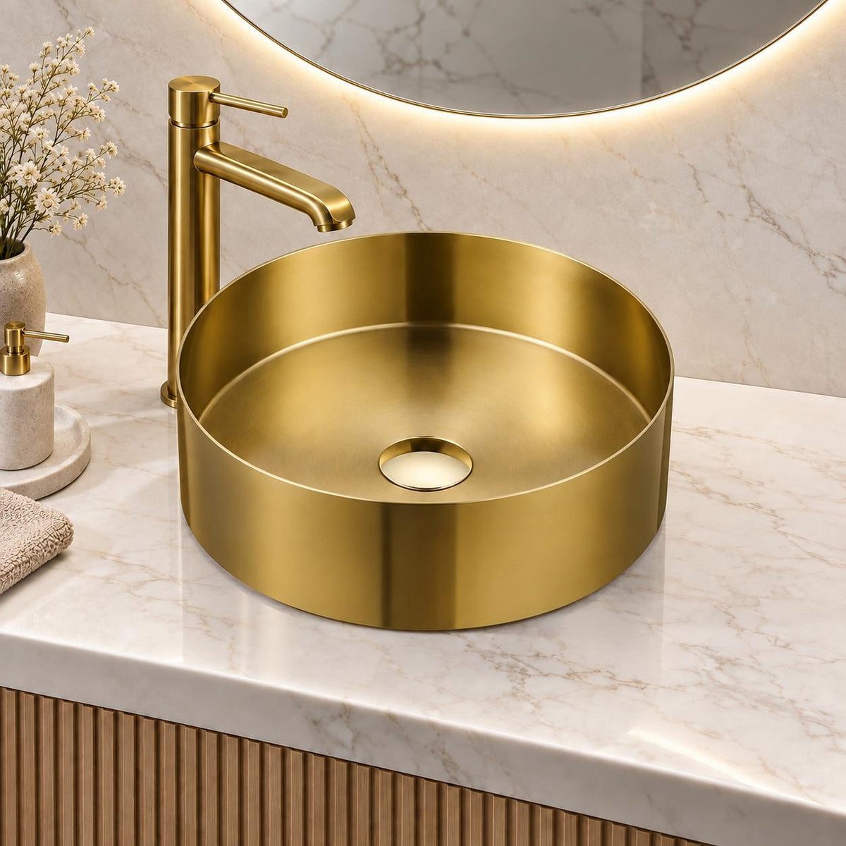 Stainless Steel Brushed Gold Above Counter Basin