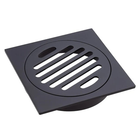Square Floor Waste Round Floor Grate with 100mm Outlet – Matte Black